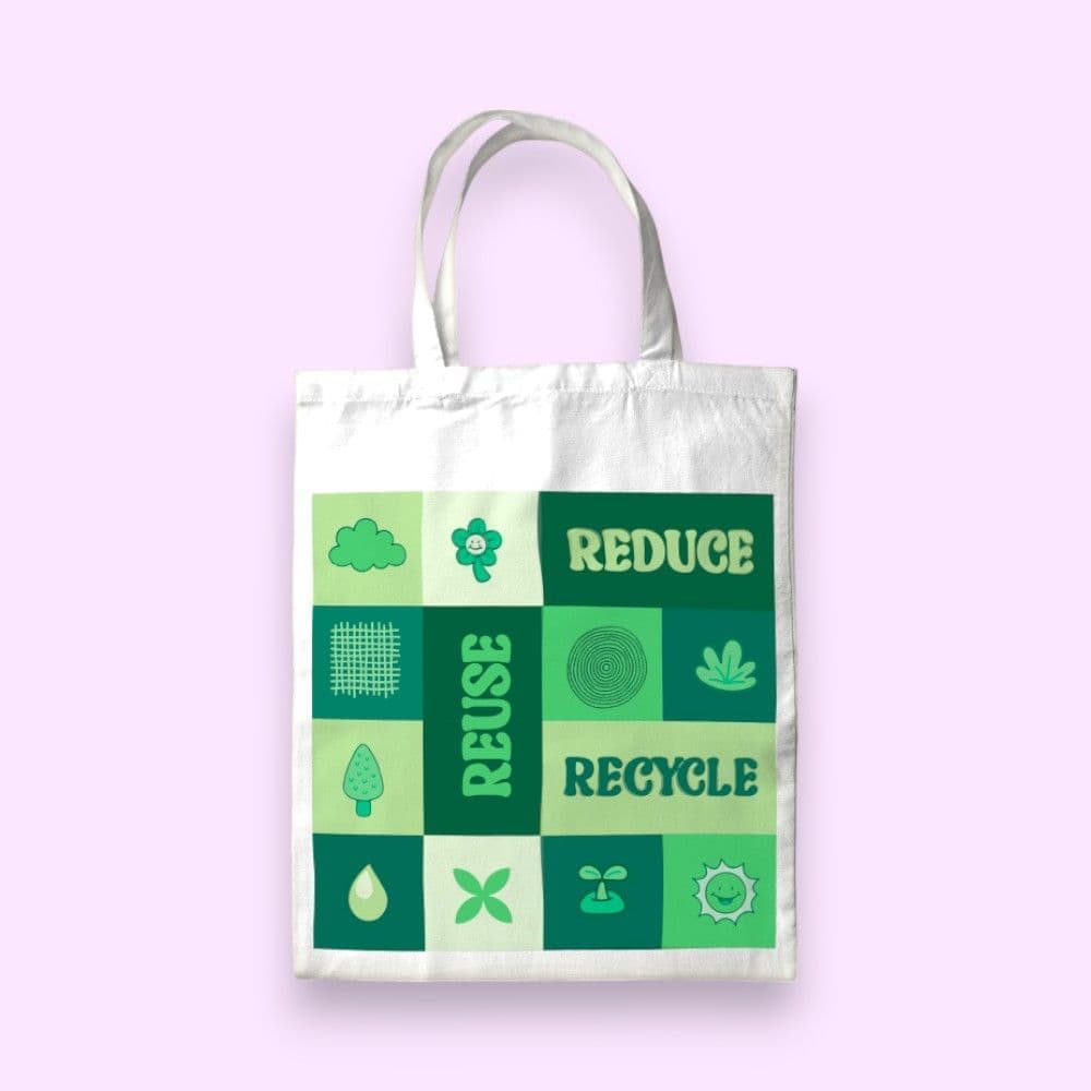 Recycle & Reuse Canvas Tote Bag - White — image 1