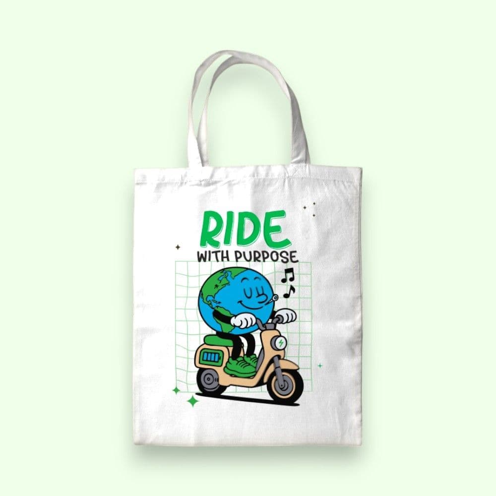 Ride with Purpose Canvas Tote Bag - White — image 1