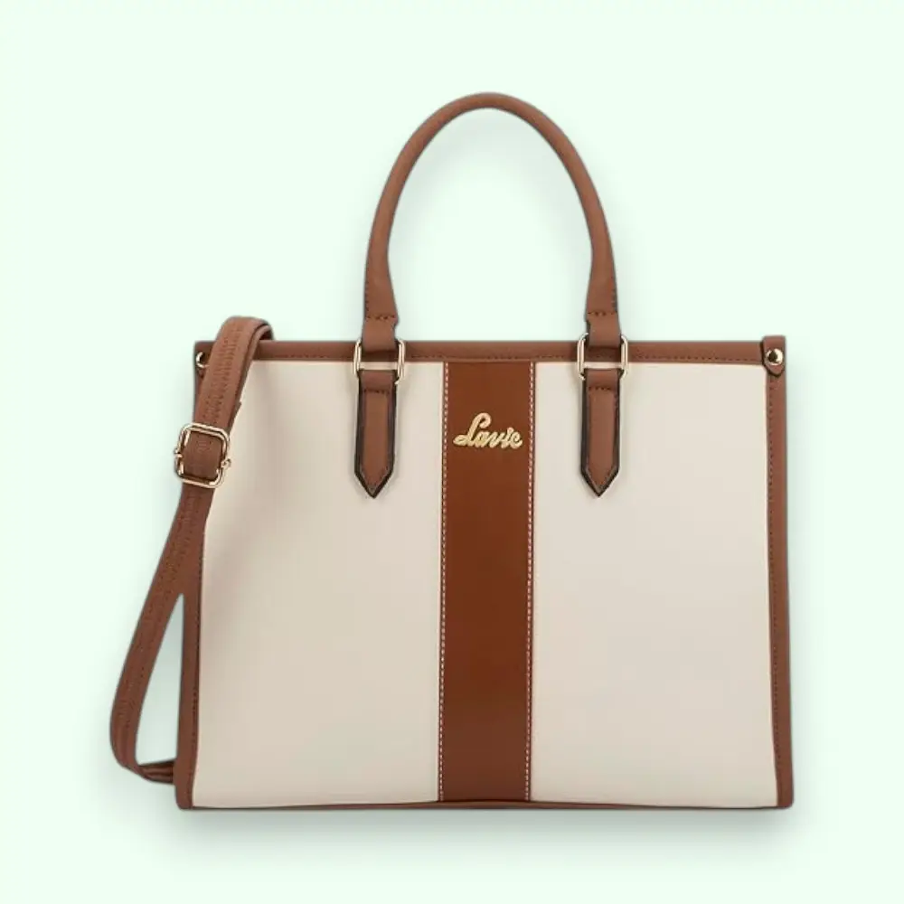 Lavie Women's Elissa Colourblock Satchel Handbag- Off White — image 1