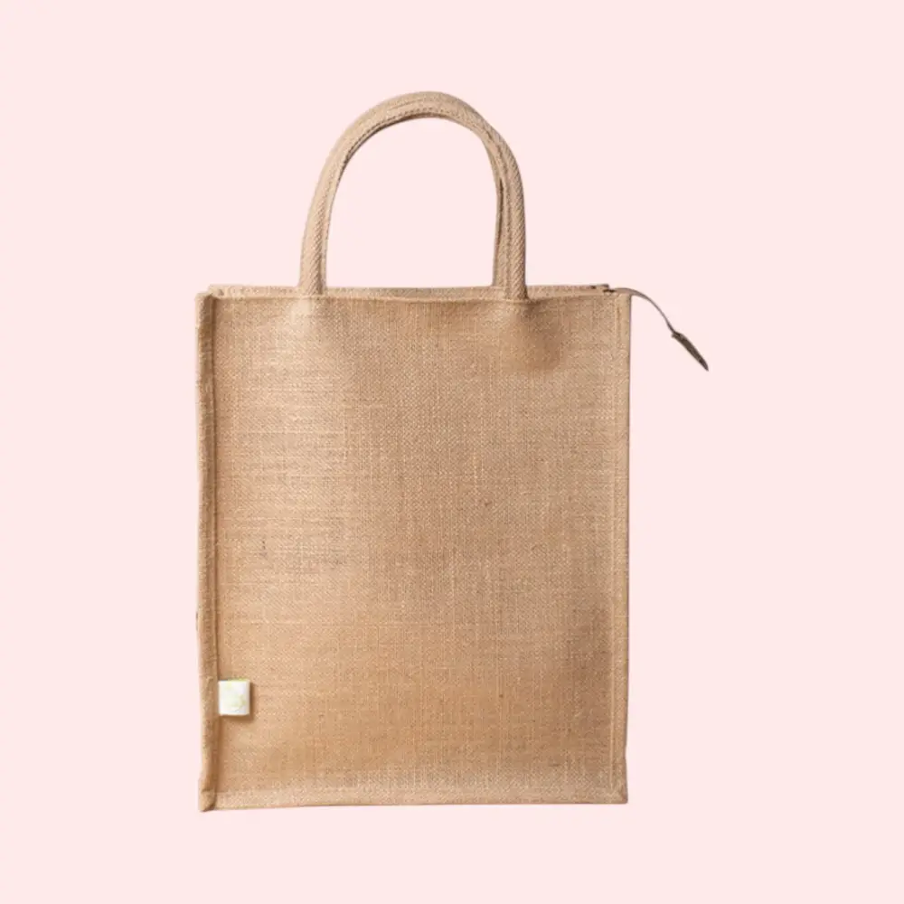 Oblique Oak Zipper Neem Jute Bag- Beige — image 1