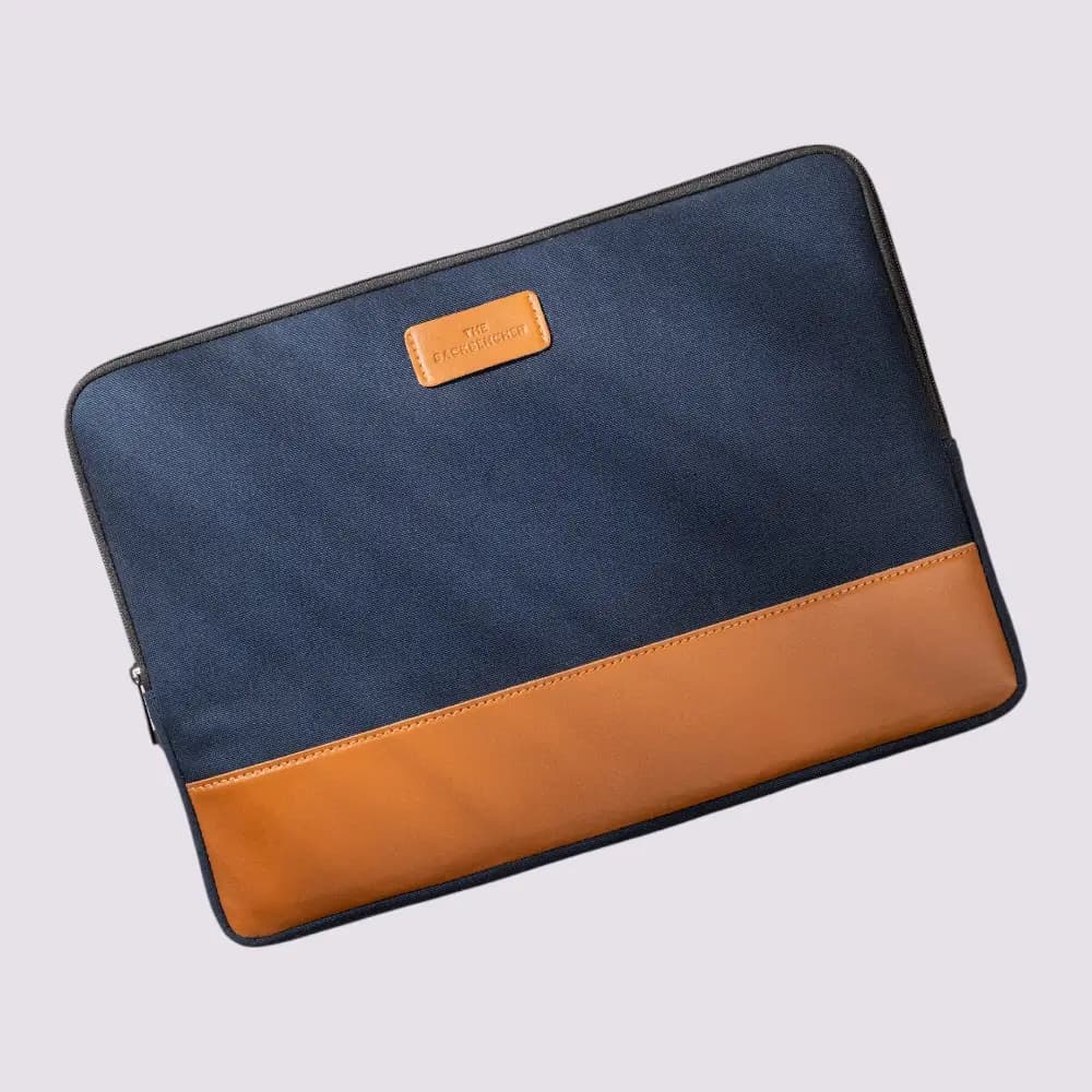 Ohio Laptop Sleeve- Blue with Tan — image 1