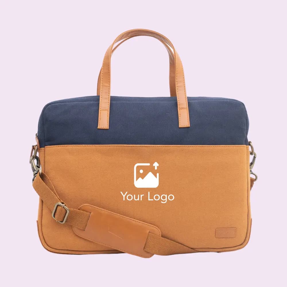 Oliver Laptop Sling Bag- Khakhi With Navy Blue-7.2L — image 1