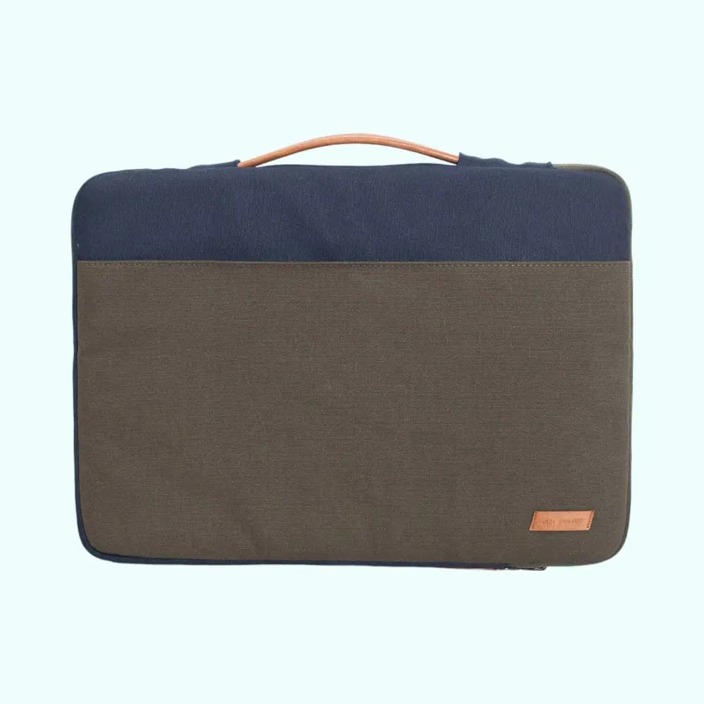 Skittles Laptop Sleeve- Olive Green with Navy Blue — image 1