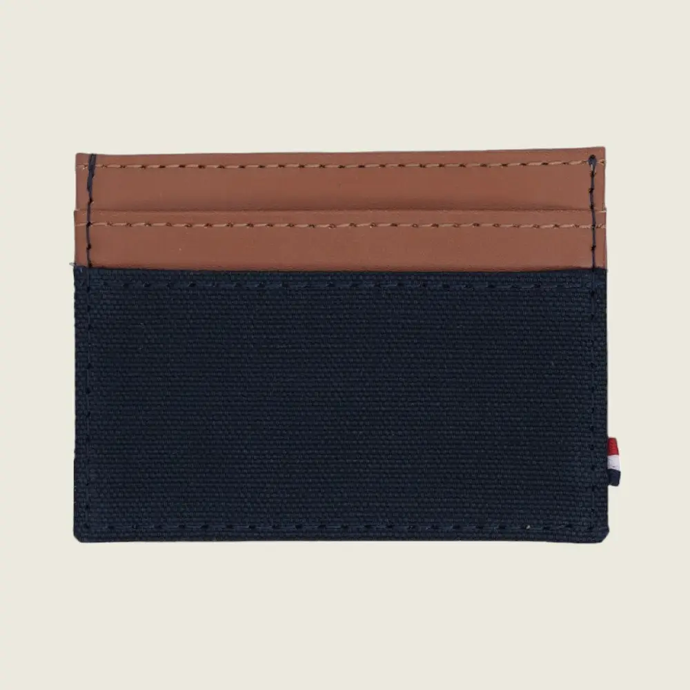 Houston Card Wallet- Navy Blue with Tan — image 1