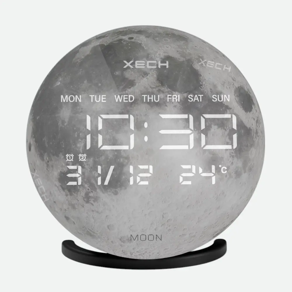 Xech Solaris X Desktop Clock Speaker- Moon- Grey — image 1
