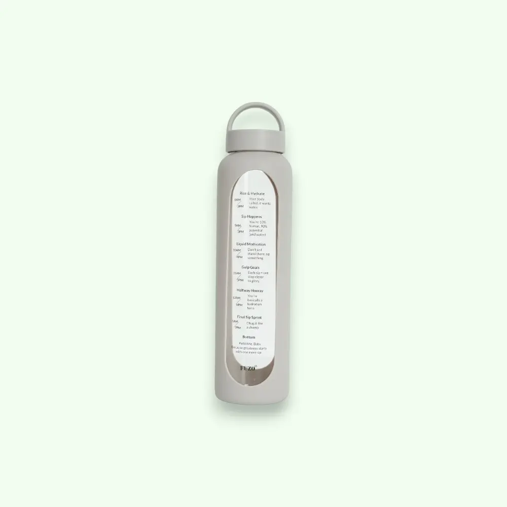 Fuzo Nudge Borosilicate Glass Bottle with Hydration Reminder- Grey — image 1