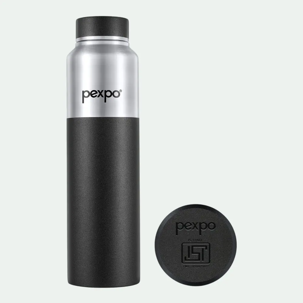 Pexpo Crown Stainless Steel Water Bottle- 950ml- Black — image 1