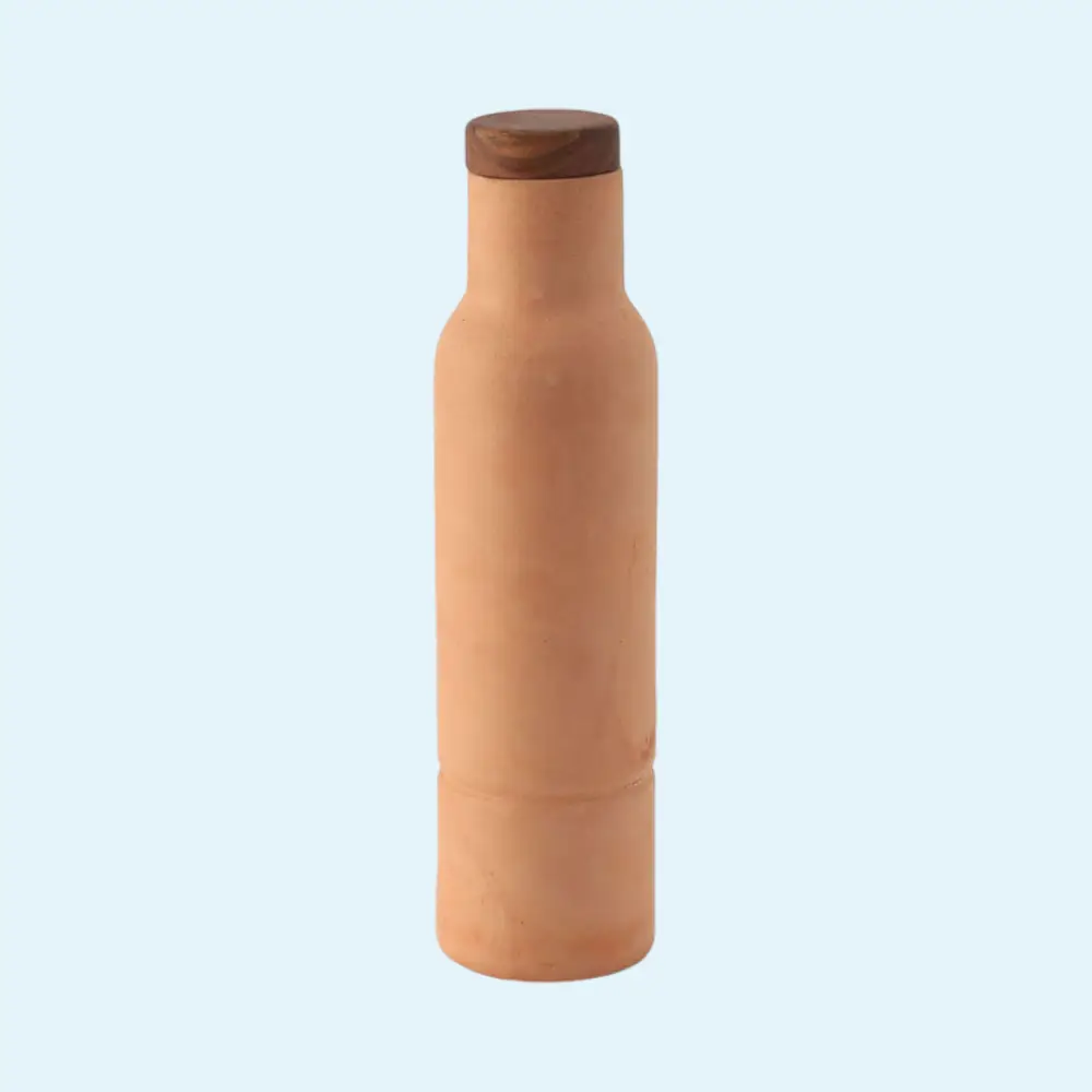 Terracotta Bottle With Wooden lid-730ml-Natural Brown — image 1