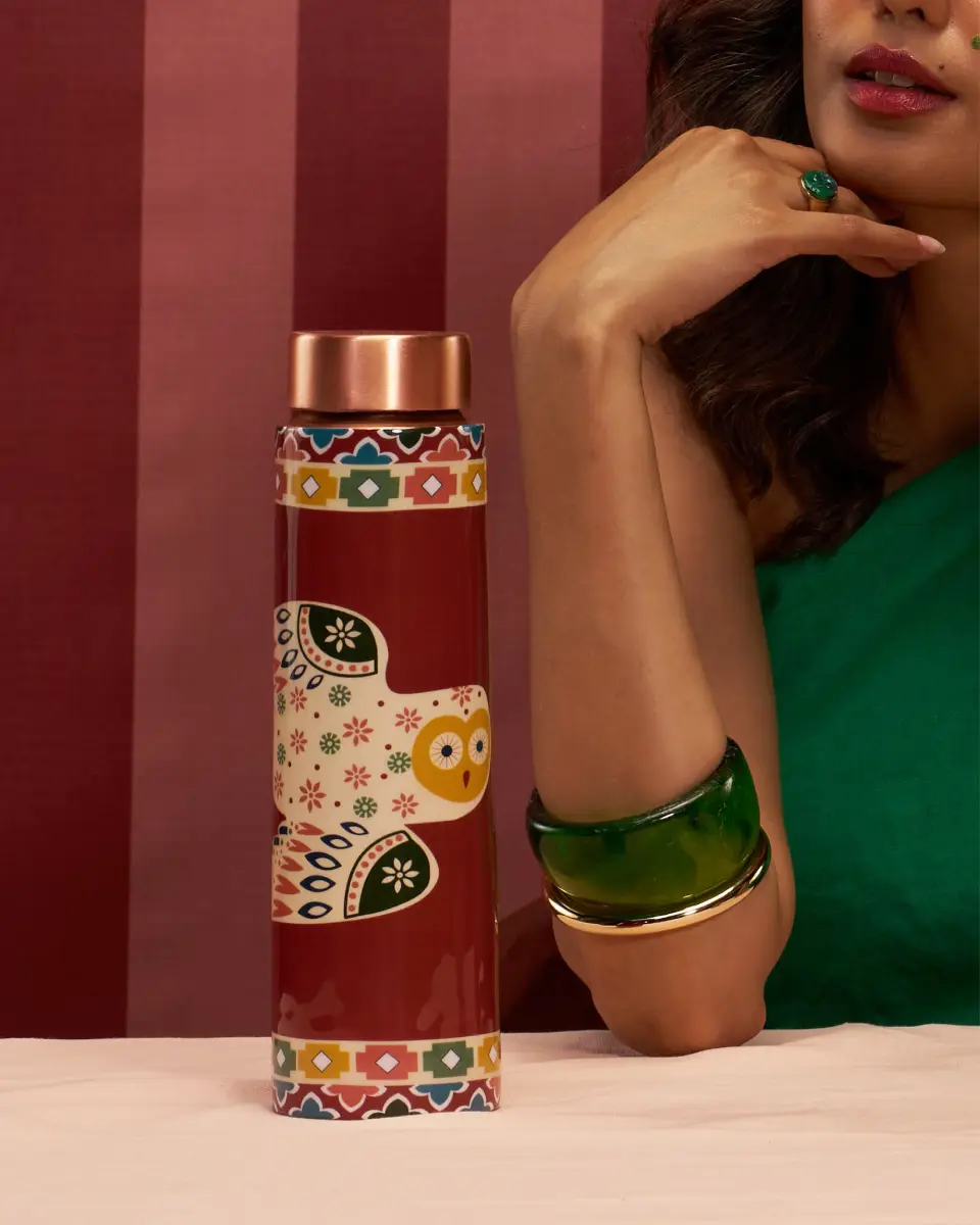 Wise Owl Copper Bottle - 900 ml | Forest Folklore — image 1