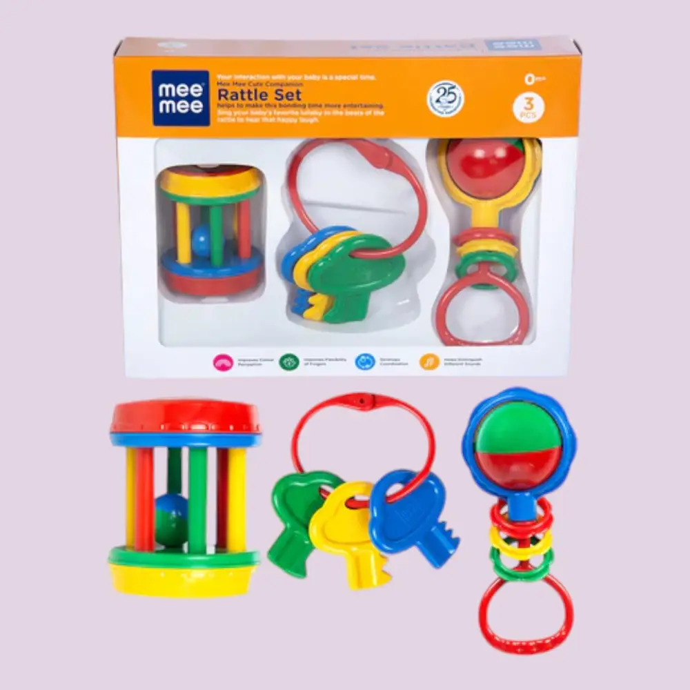 Mee Mee Baby Rattle Gift Set (3 Pieces) | 100% Safe Baby Rattles — image 1