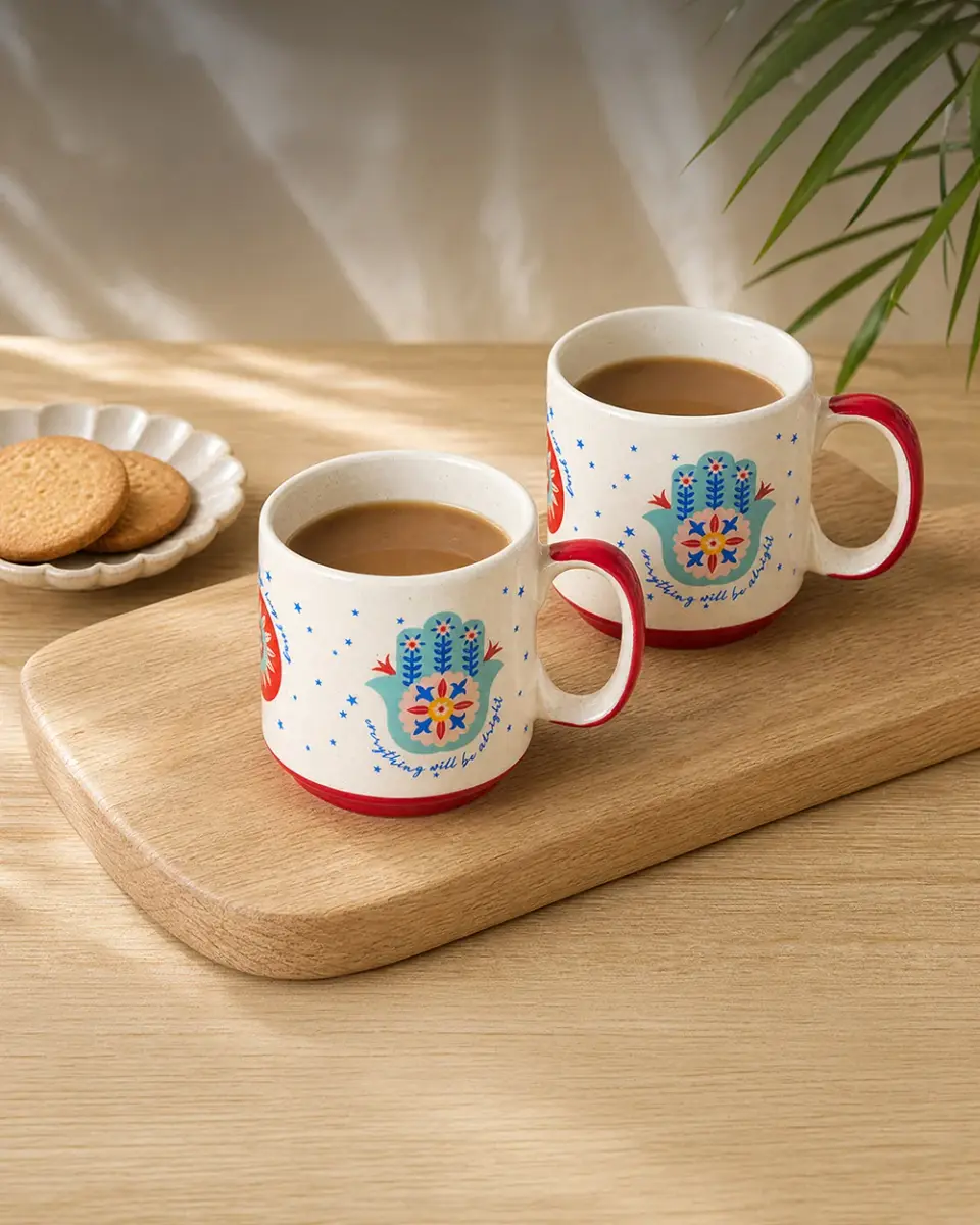 Hamsa Mugs Duo , Gift Set of 2 | Comes in a Gift Box — image 1