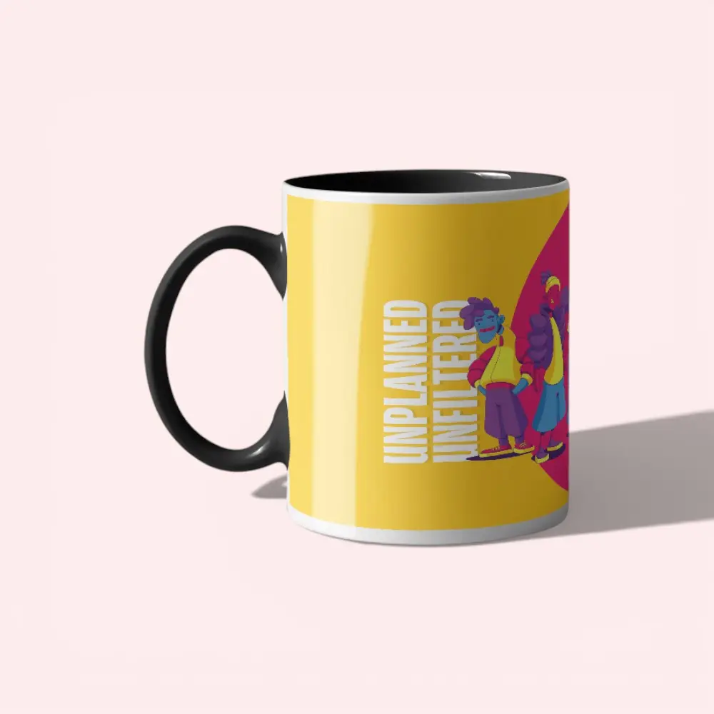 Holi Unplanned. Unfiltered. Unstoppable- Signature Plus Mug- Black- 350 ML — image 1
