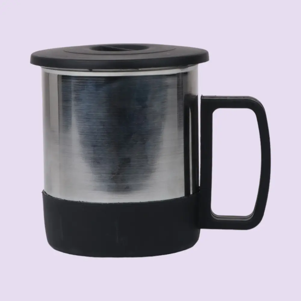 Macro Steel Mug- Silver with Black-350ML — image 1