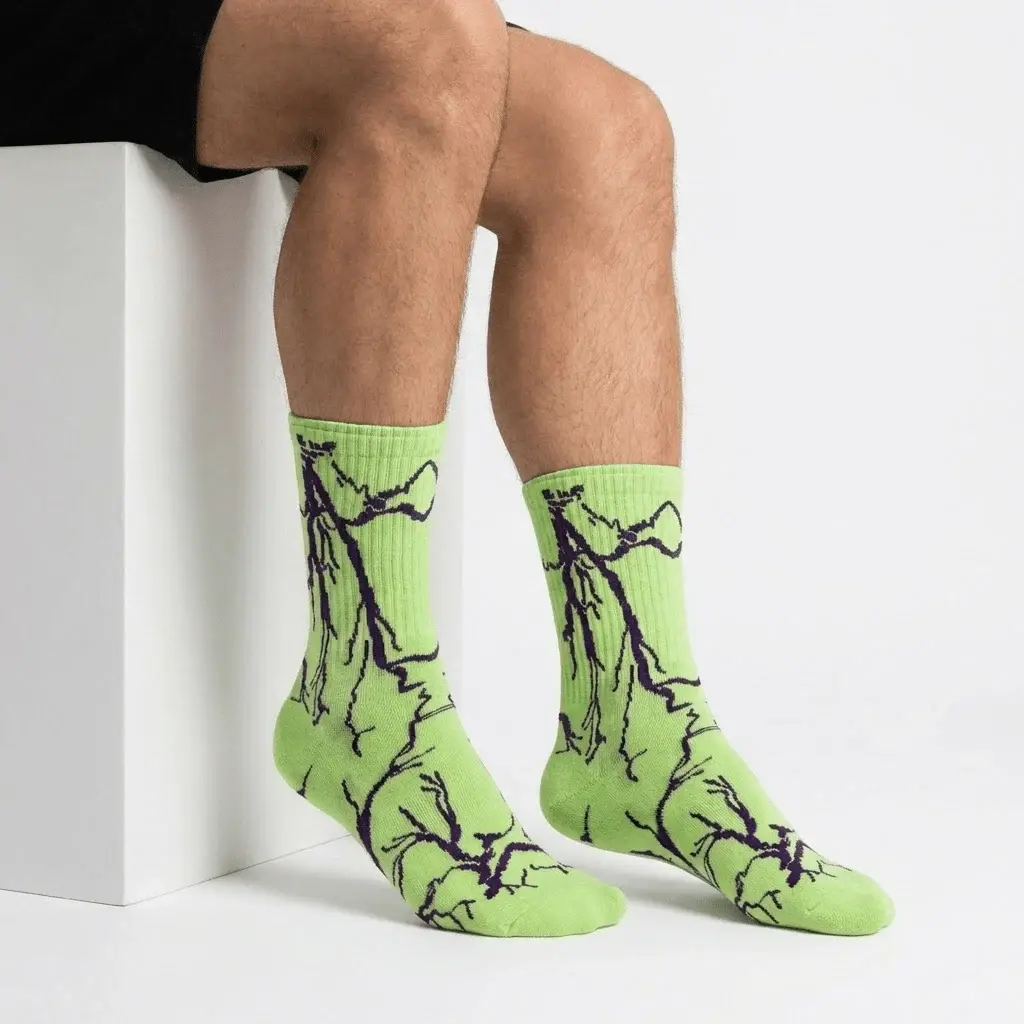 LIGHTNING SOCKS- GREEN - PURPLE LIGHT — image 1