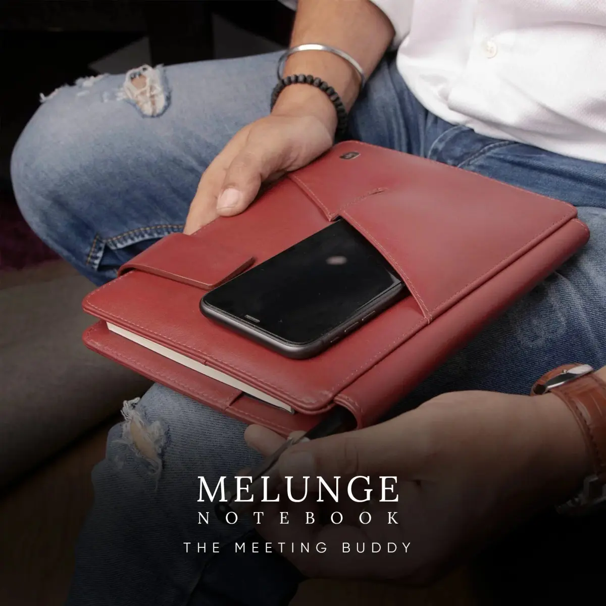 Melunge Luxury Genuine Leather Diary & Journal | Handcrafted Refillable Notebook for Men & Women | Color: Cherry — image 1