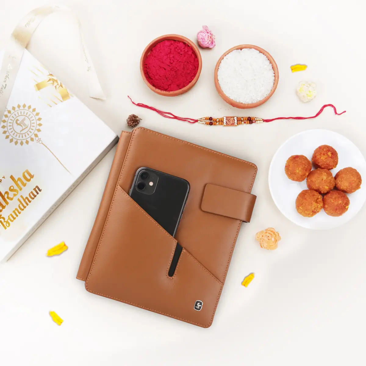 Raksha Bandhan Gift | Melunge Leather Diary For Men & Women | Genuine Leather Journal/Notebook | Color: Tan — image 1