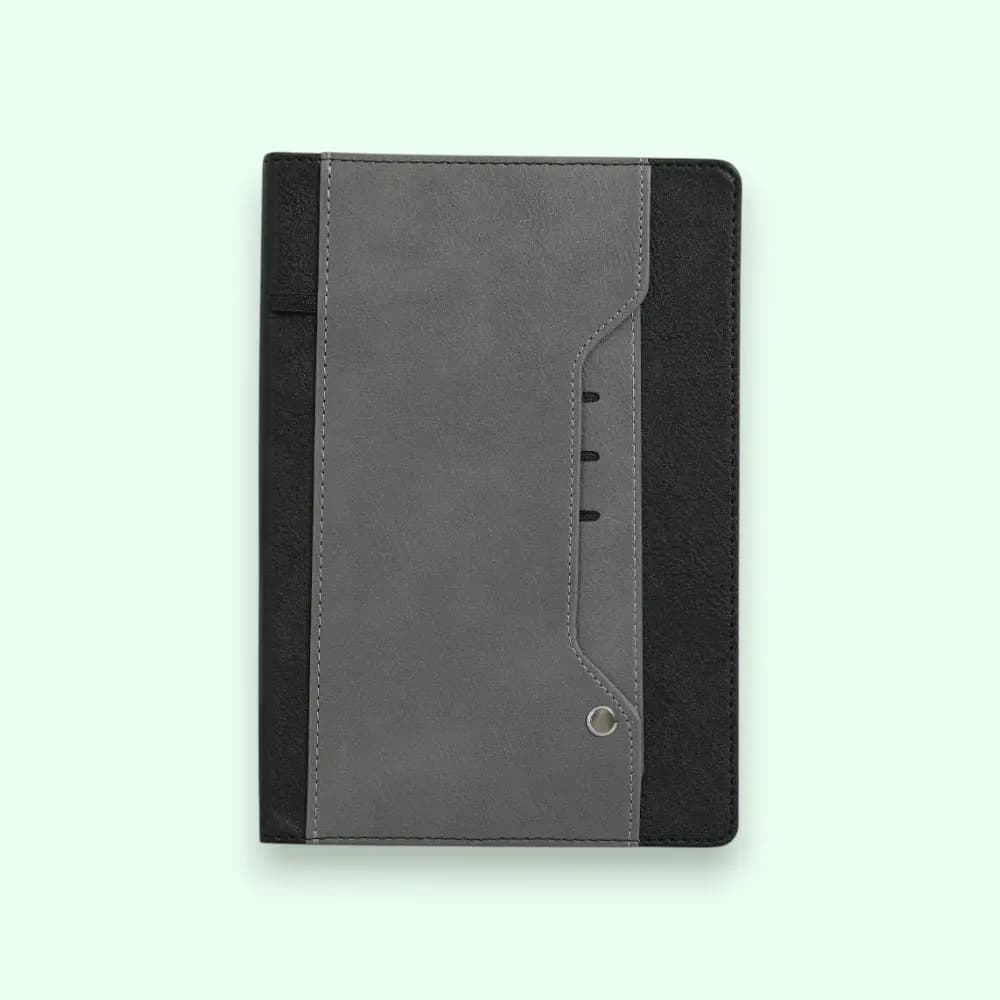 Fuzo The Guide Leatherette Notebook with Pull-Out Cards Pocket- Grey — image 1