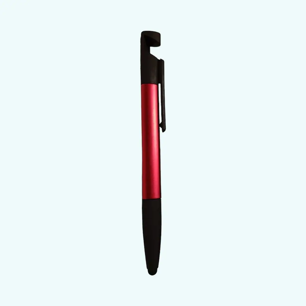 6 In 1 Pen With Phone Stand Cleanner Ruller And Tools And Stylus- Red — image 1