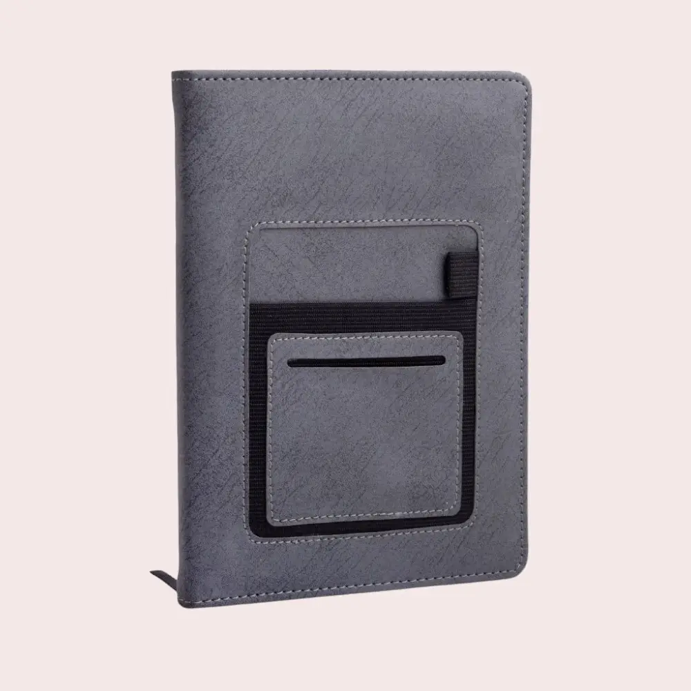 Castillo Milano Soft Gray A5 Notebook with mobile pocket, card holder pocket & Pen loop- Grey — image 1
