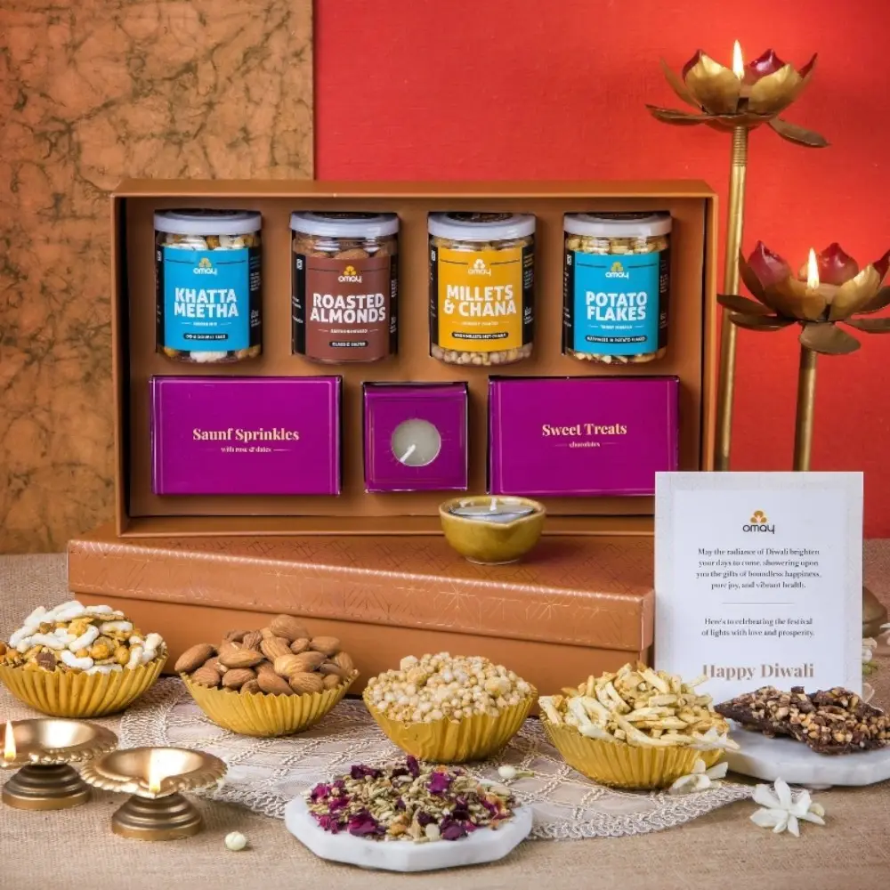 Omay Foods Happy crunch Diwali 8-in-1 Gift Box — image 1