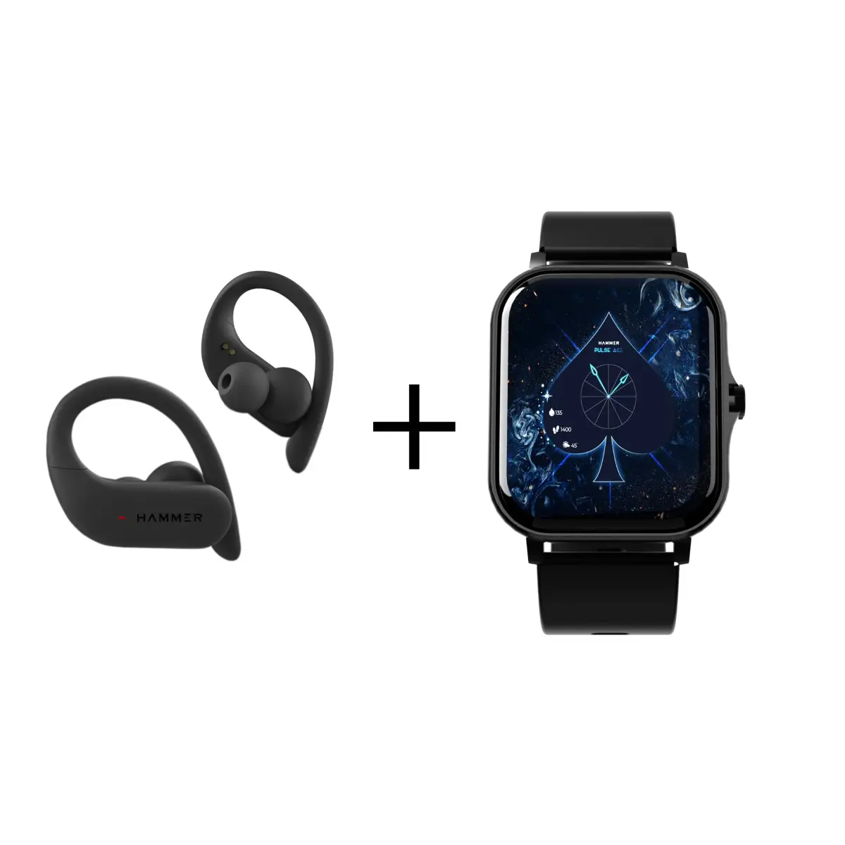 Hammer KO 2.0 Bluetooth TWS Hammer Pulse Ace Bluetooth Calling Smartwatch (Combo) — image 1