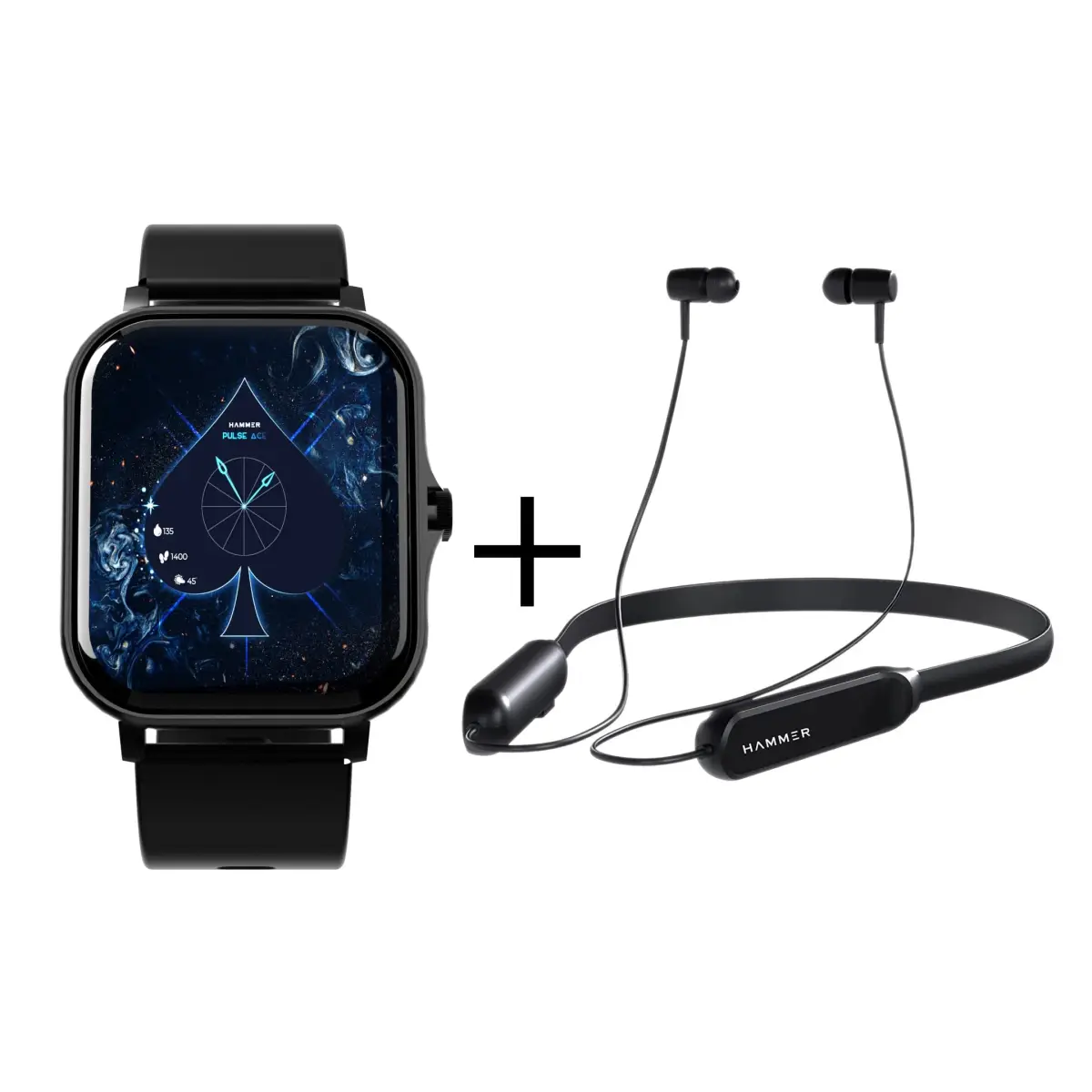 Hammer Pulse Ace Bluetooth Calling Smartwatch Hammer Sting Lite Bluetooth Neckband (Combo) — image 1