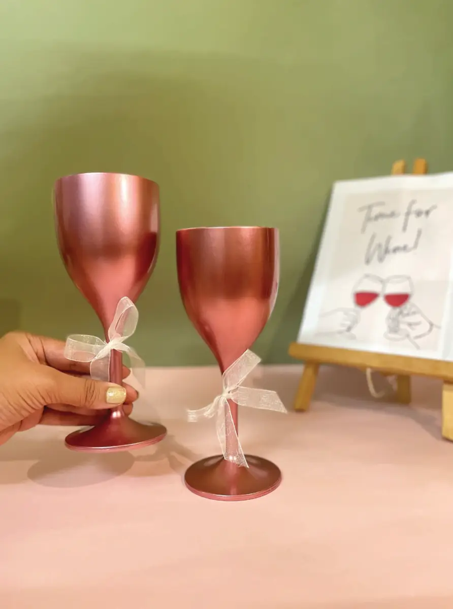Non Breakable Wine Glass Gift Set - Rose Gold — image 1