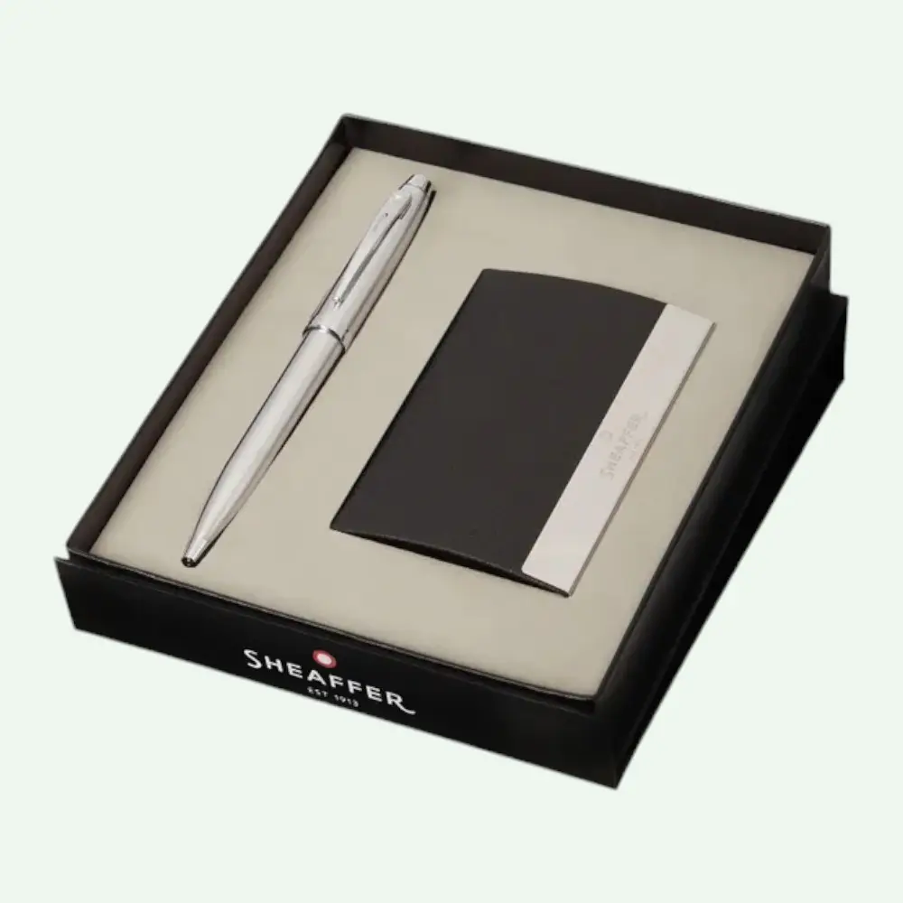 Sheaffer Gift Set 9306 Ballpoint Pen with Business Card Holder- Silver — image 1