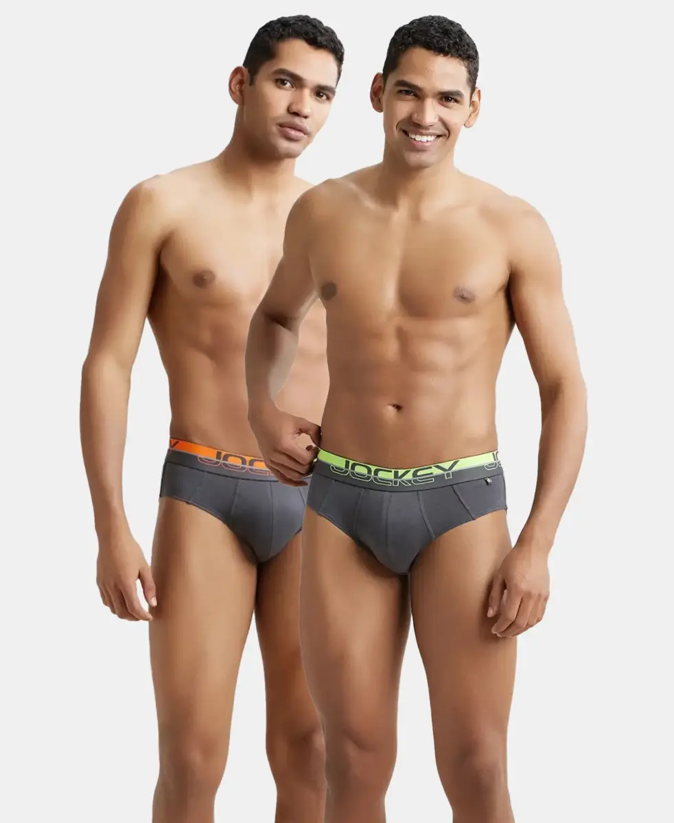 Super Combed Cotton Solid Brief with Ultrasoft Waistband & StayFresh Treatment - Asphalt (Pack of 2) — image 1