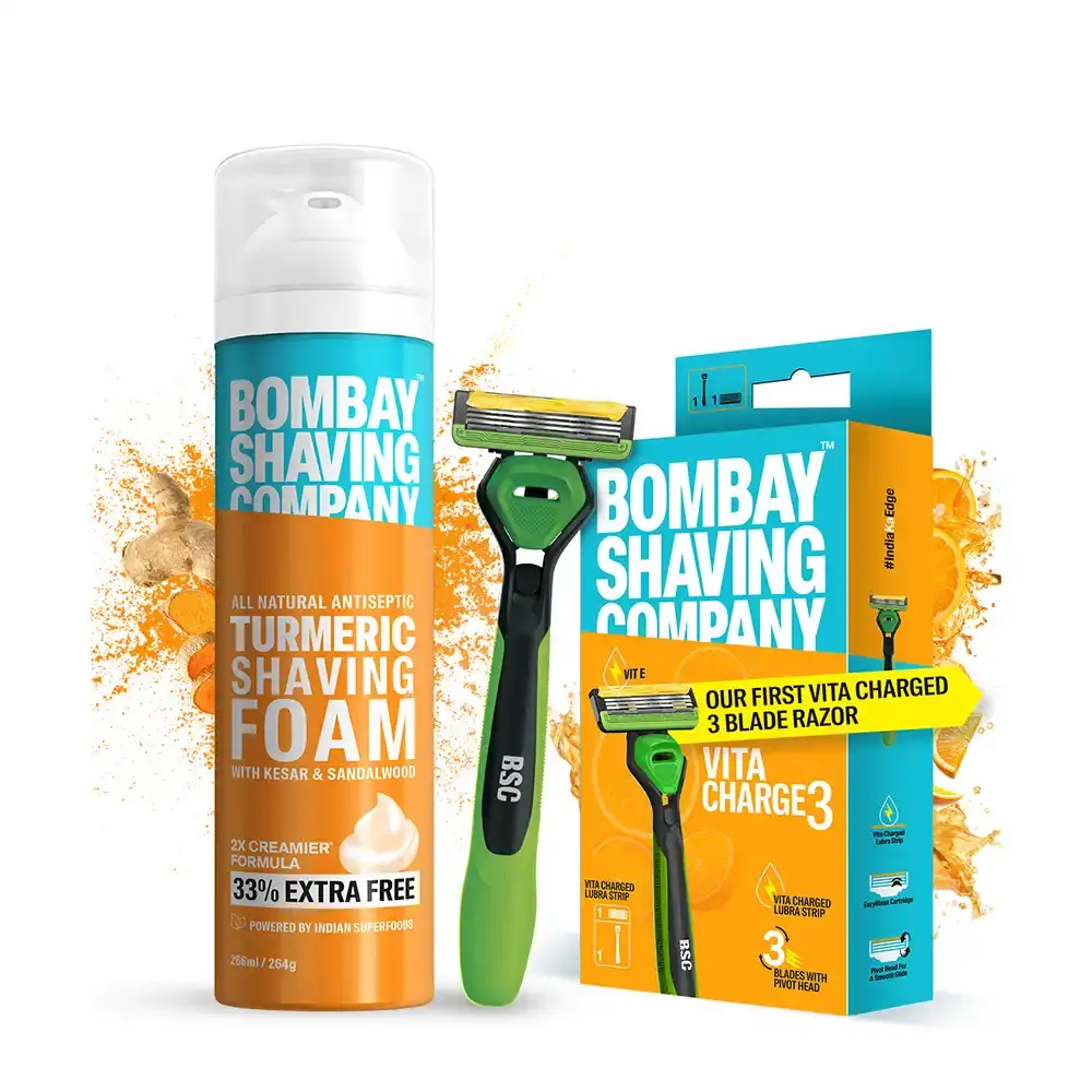 Vita Charge 3 Razor and Turmeric Shaving Foam Combo — image 1