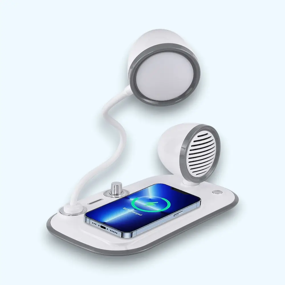 Urban Gear Opal 3-in-1 Desk Lamp with 15W Wireless Charger & Bluetooth Speaker- White — image 1