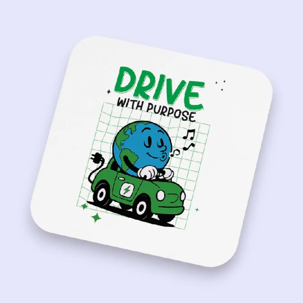 Drive with Purpose Coaster with Foam - Square - 9 x 9 cm — image 1