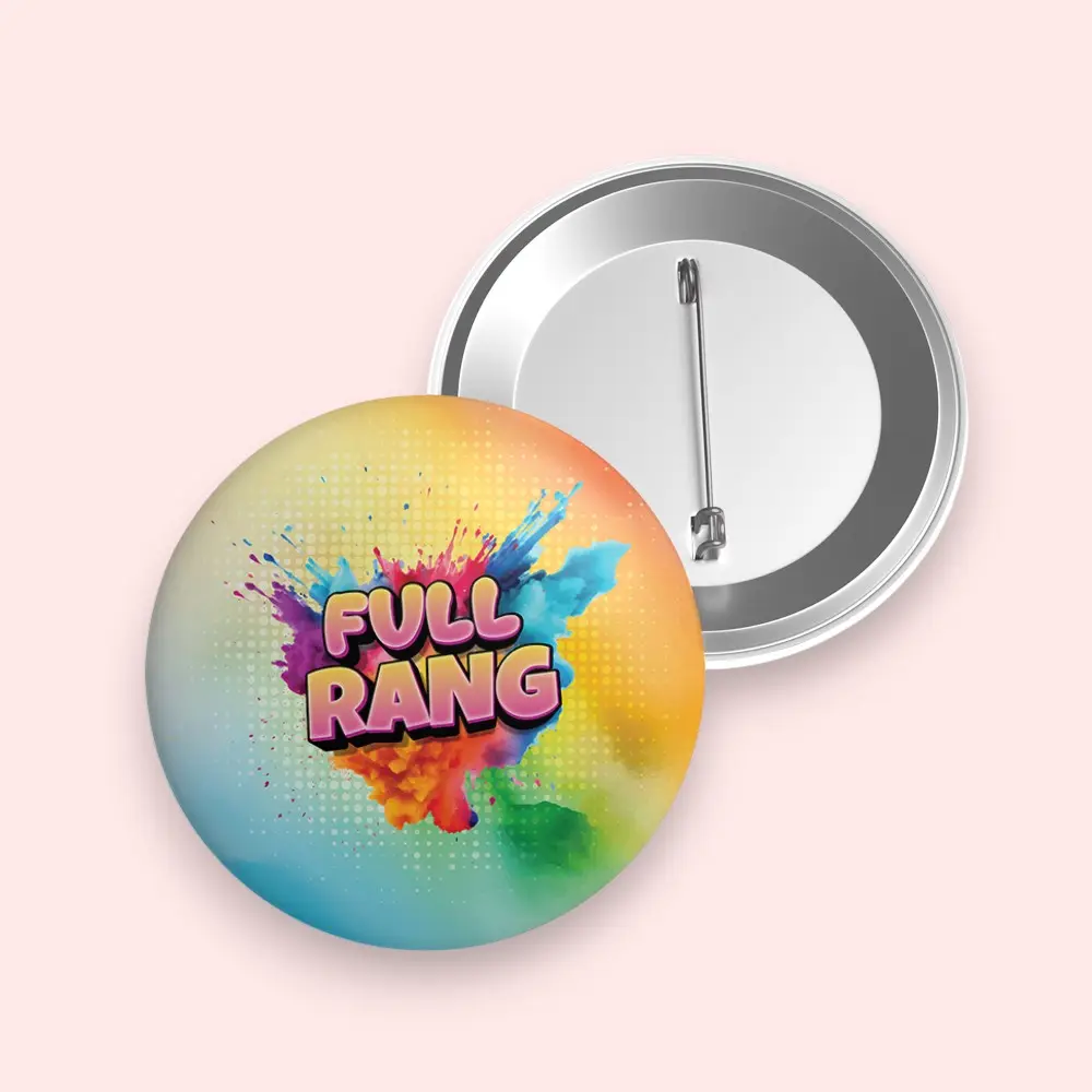 Holi Full Rang Splash Snapdot Pin Badge- 5.5*5.5 cms — image 1