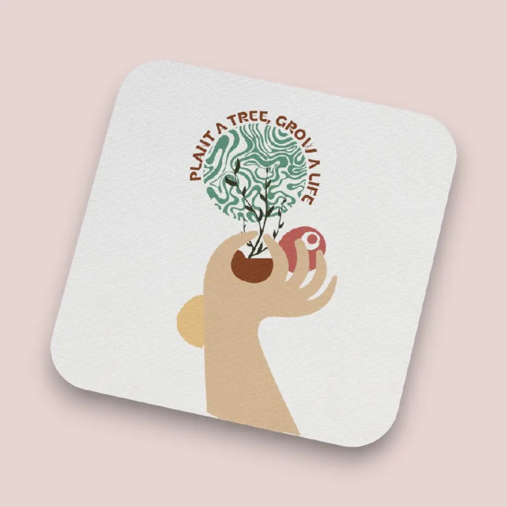 Plant a Tree Coaster with Foam - Square - 9 x 9 cm — image 1