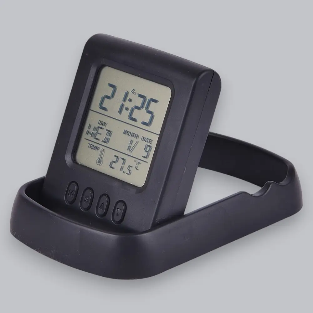 Tic-Toc 2-In-1 Alarm Clock With Moblie Stand- Black — image 1