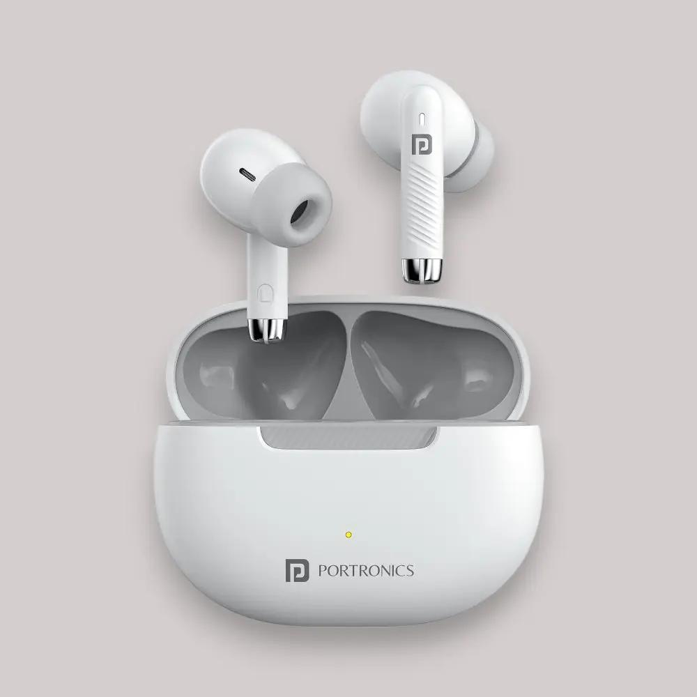 Portronics Harmonics Twins S32 Earbuds- White — image 1