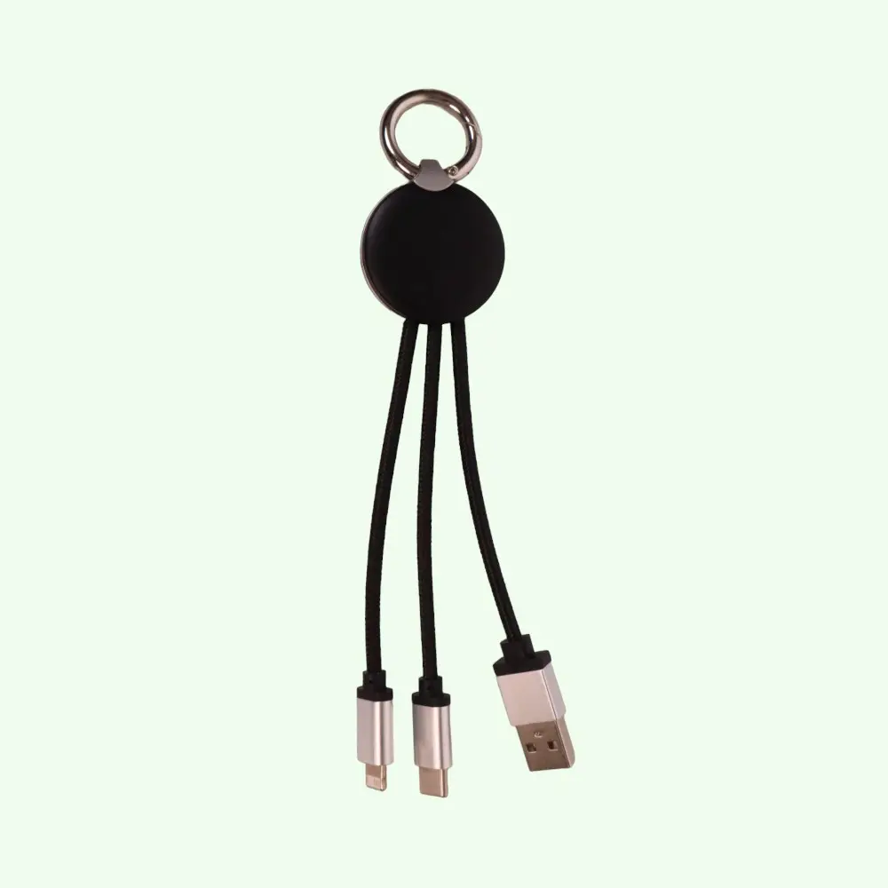 Clip-On Charging Cable With Double Side Light Up Logo- Black — image 1