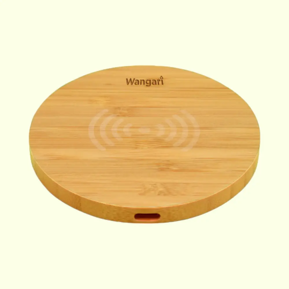 Olive- Wireless Bamboo Charger- 15W- Natural Brown — image 1