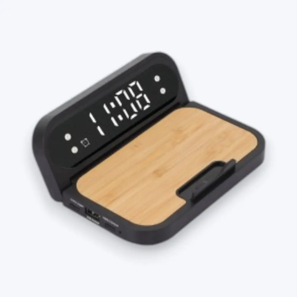 Snooze Clock with Alarm Wireless Charger- Black — image 1