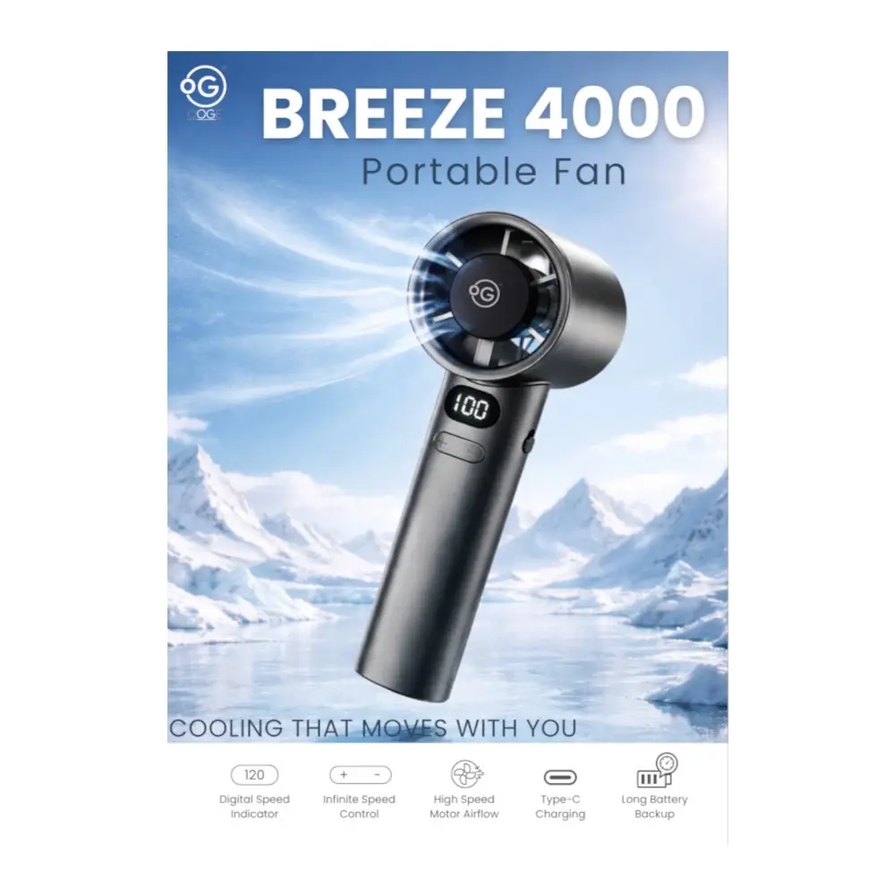 Ooge Breeze 4000 Portable Fan- Silver — image 1