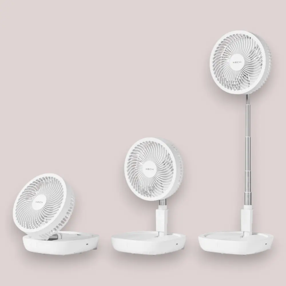 Xech Air Storm II Rechargeable Telescopic Fan- White — image 1